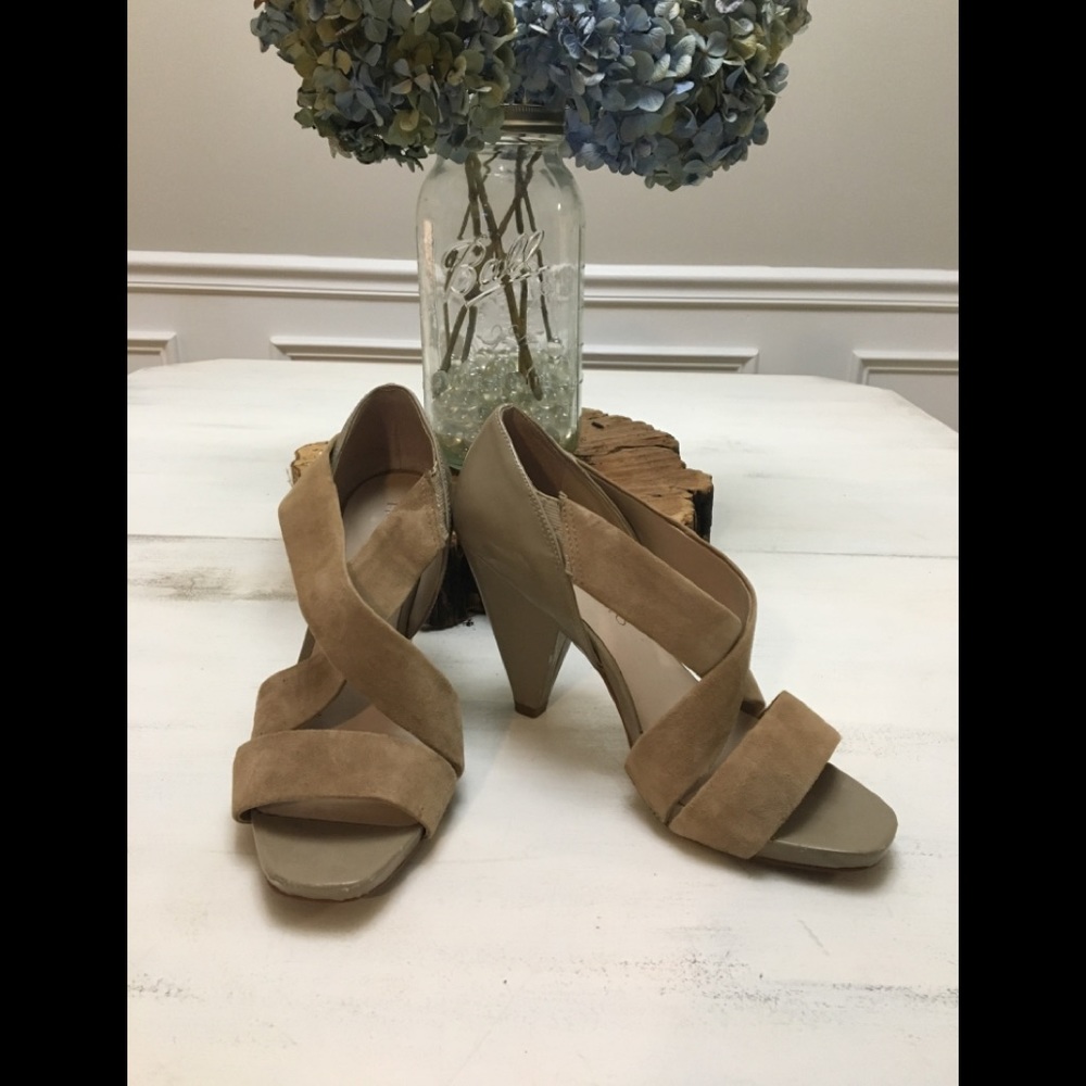 Tan Cross Strap Heels